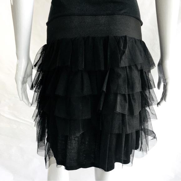 Miley Cyrus Max Azria black mesh ruffle dress. XL. NWT. Racerback sleeveless LBD - Picture 7 of 10